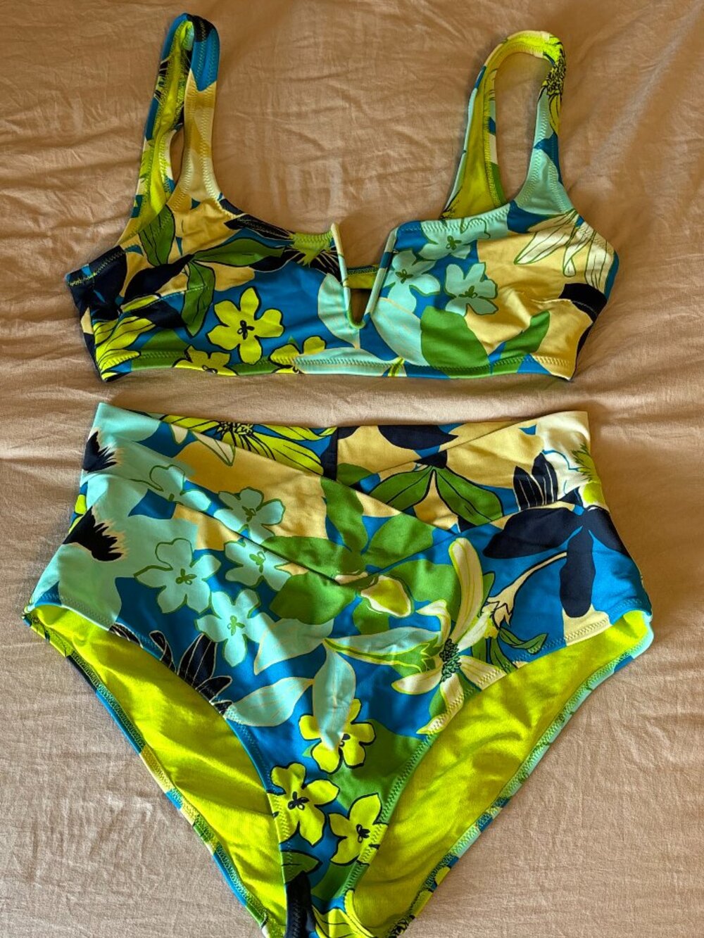 Aerie Blue Green Tropical Floral Bikini